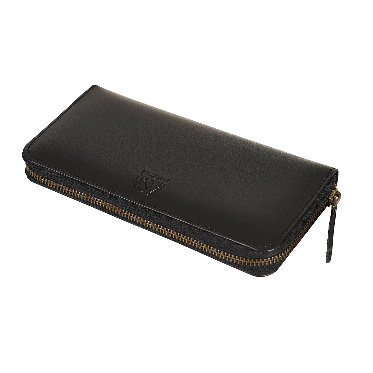 Apple Leather Long Zip Wallet | Black