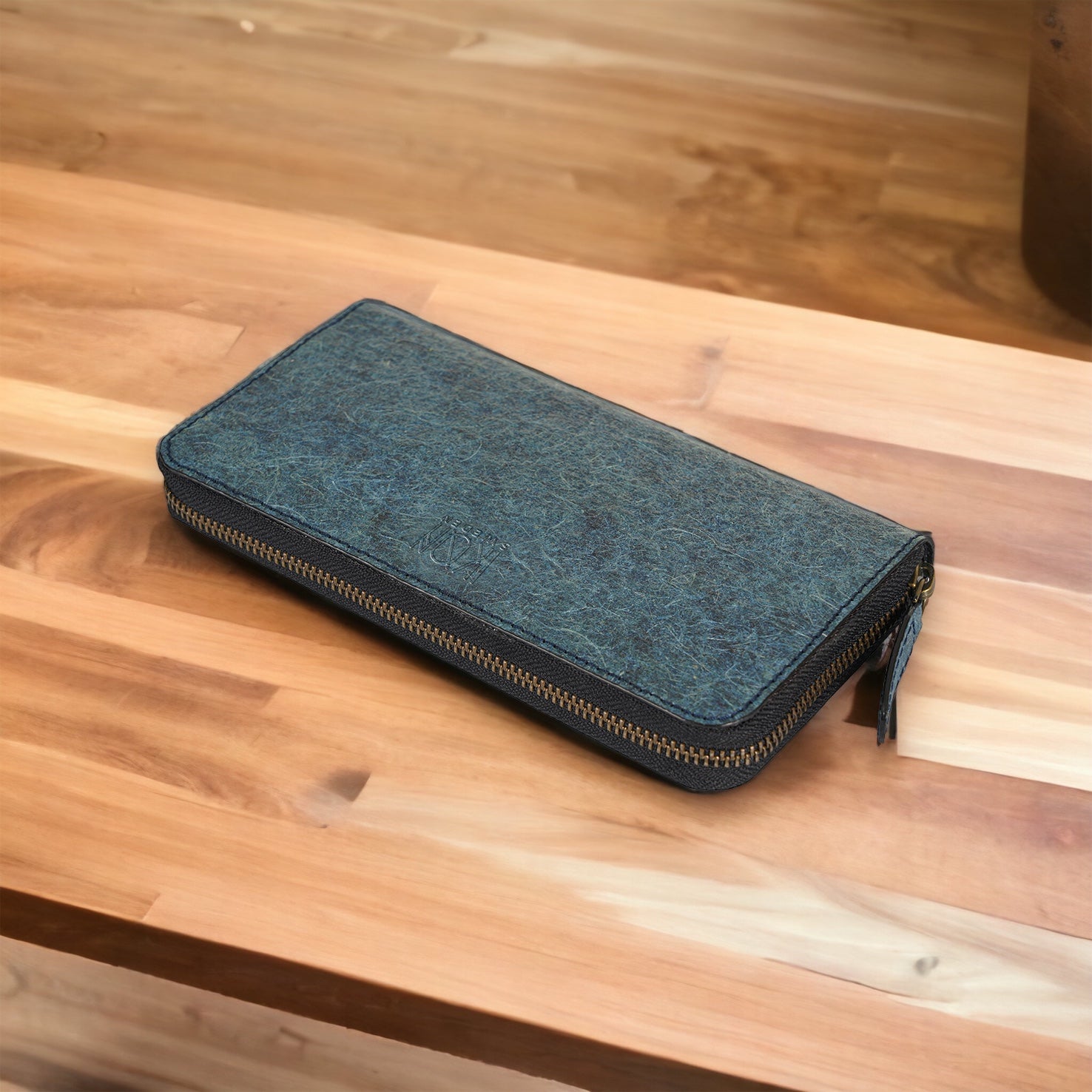 Coconut Leather Long Zip Wallet - Dark Indigo-5