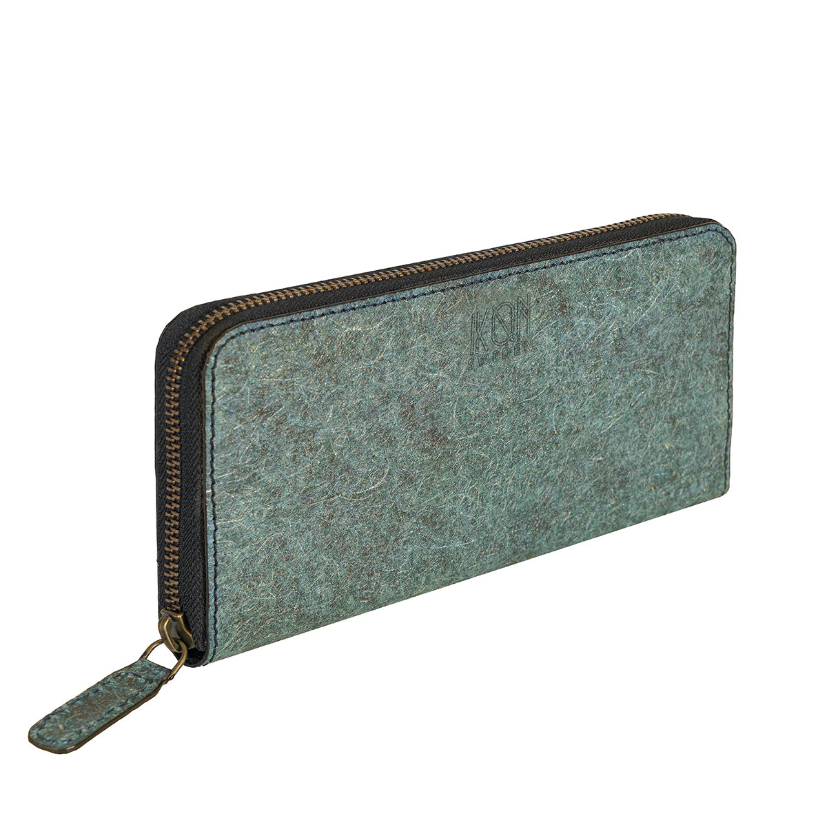 Coconut Leather Long Zip Wallet | Ocean Green