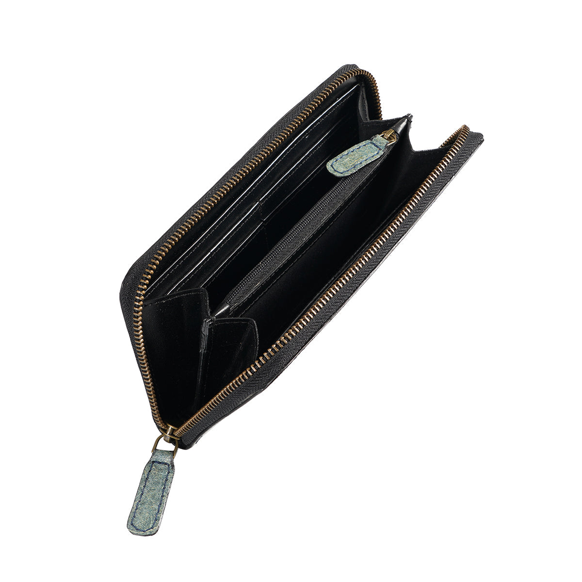 Coconut Leather Long Zip Wallet | Ocean Green